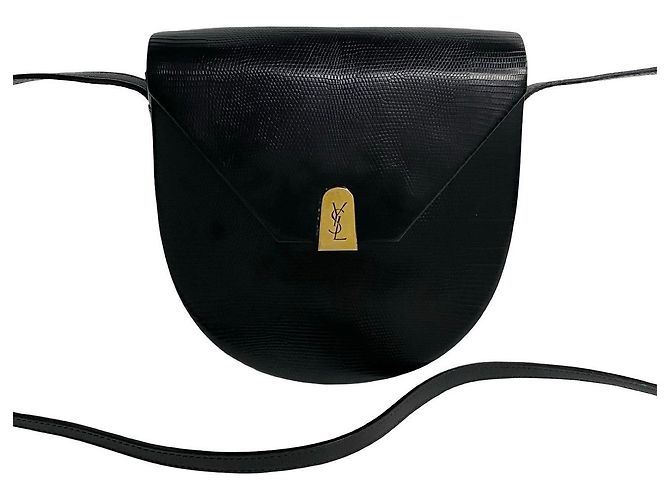 Borsa a tracolla in lucertola Yves Saint Laurent Nero - vista 2