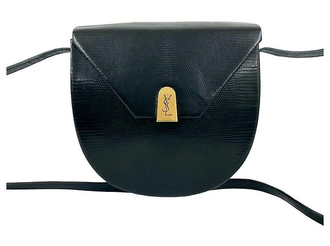 Borsa a tracolla in lucertola Yves Saint Laurent Nero - vista 3