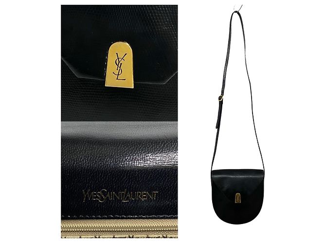 Borsa a tracolla in lucertola Yves Saint Laurent Nero - vista 7