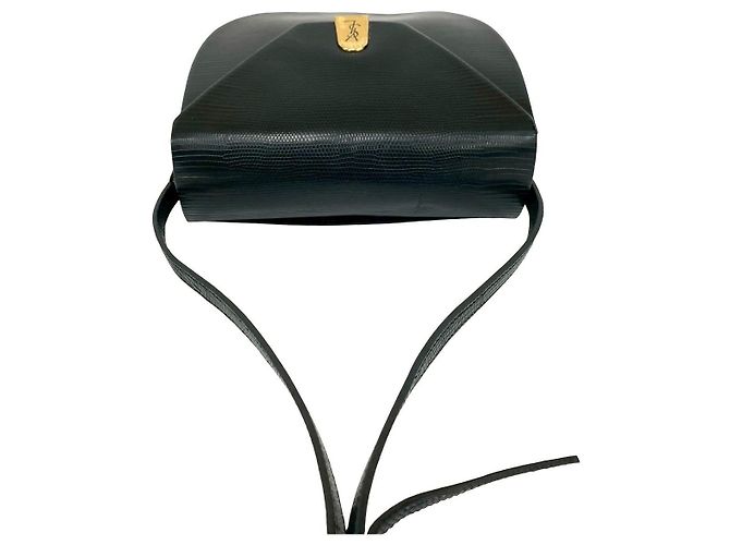 Borsa a tracolla in lucertola Yves Saint Laurent Nero - vista 9