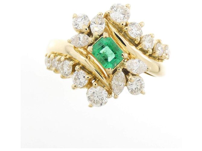 Autre Marque Ginza Tanaka Au750 Smaragdring Golden - Ansicht 2