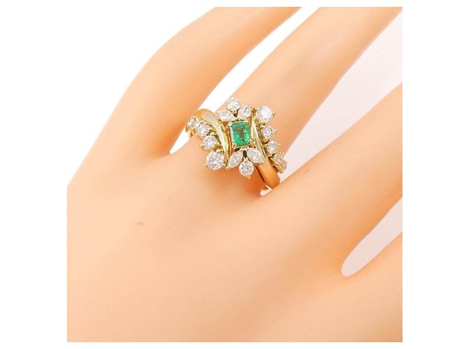 Autre Marque Ginza Tanaka Au750 Smaragdring Golden - Ansicht 5