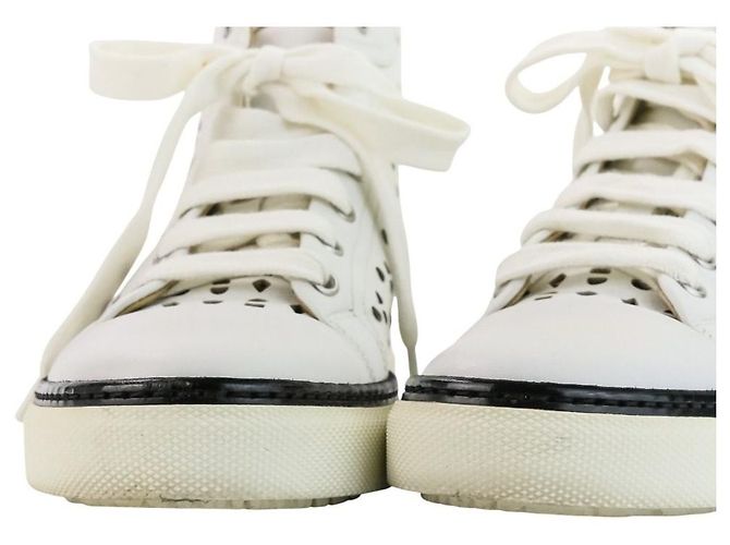 Hermès Hermes Jimmy Cutwork Leather High Top Sneakers 36 Blanco - vista 12