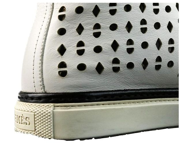 Hermès Hermes Jimmy Cutwork Leather High Top Sneakers 36 Blanco - vista 14