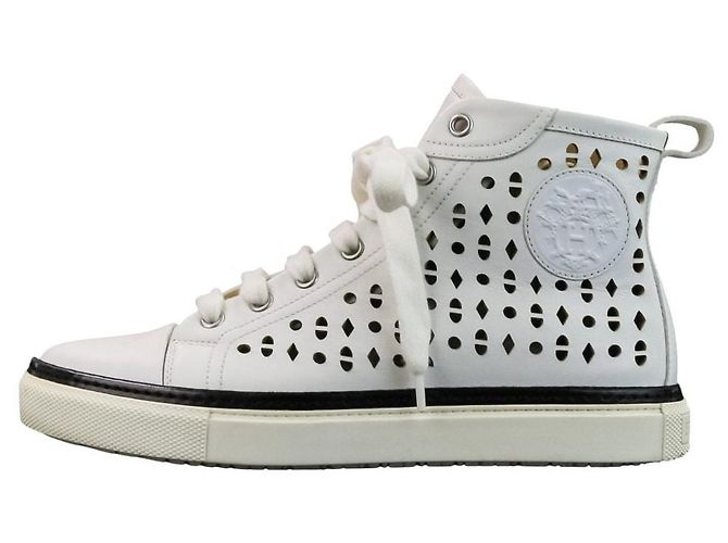 Hermès Hermes Jimmy Cutwork Leather High Top Sneakers 36 Blanco - vista 2