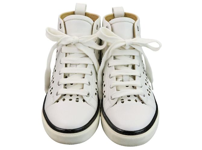 Hermès Hermes Jimmy Cutwork Leather High Top Sneakers 36 Blanco - vista 5
