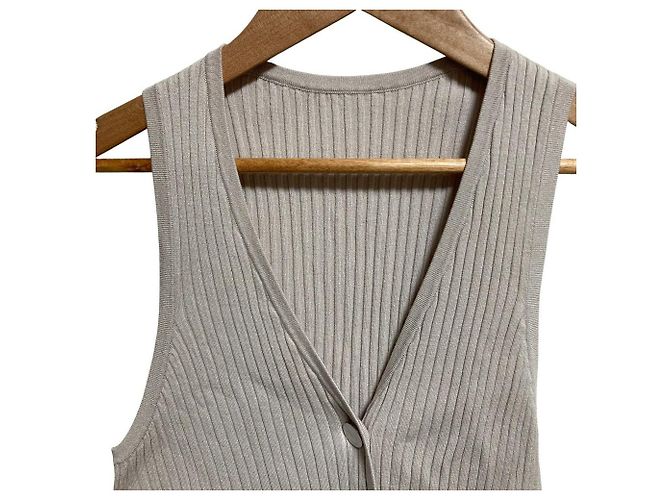 Autre Marque Gilet in maglia a coste Diagram Beige - vista 3