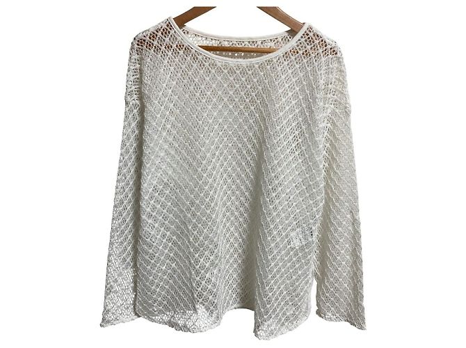 Autre Marque Simplicite Spitzen-Langarmshirt und transparente Hose 2-Way-Set Weiß - Ansicht 3