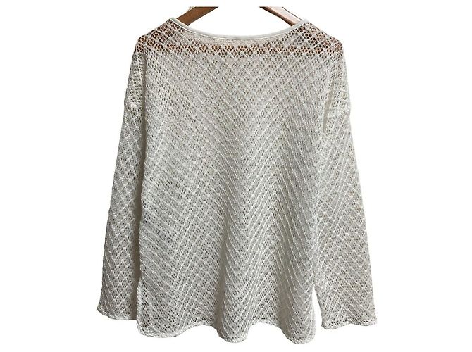 Autre Marque Simplicite Spitzen-Langarmshirt und transparente Hose 2-Way-Set Weiß - Ansicht 4