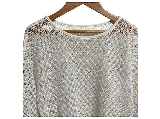 Autre Marque Simplicite Spitzen-Langarmshirt und transparente Hose 2-Way-Set Weiß - Ansicht 6