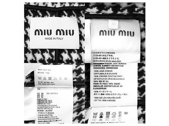 Miu Miu Houndstooth Virgin Wool Coat Black - view 10