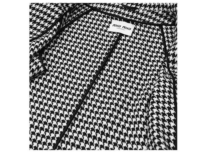 Miu Miu Houndstooth Virgin Wool Coat Black - view 11