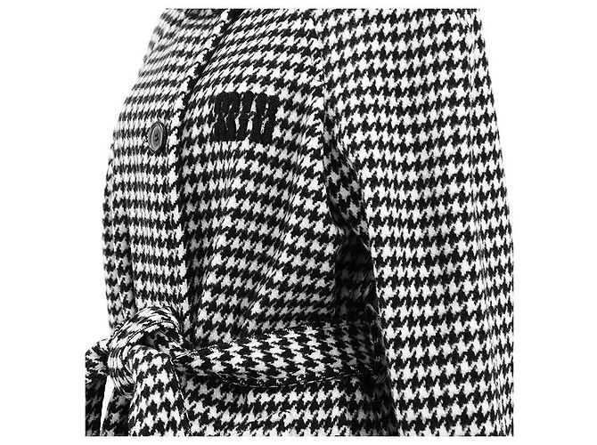Miu Miu Houndstooth Virgin Wool Coat Black - view 16