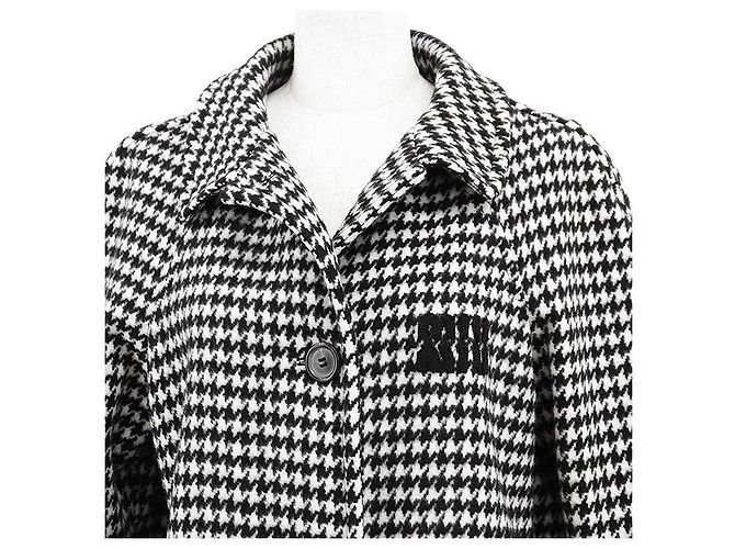 Miu Miu Houndstooth Virgin Wool Coat Black - view 2