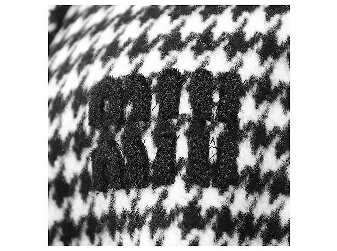 Miu Miu Houndstooth Virgin Wool Coat Black - view 4