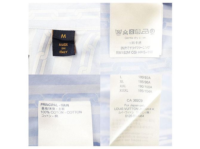 Camisa de algodón a rayas con cadena logo LV Louis Vuitton Azul - vista 10