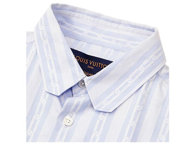 Camisa de algodón a rayas con cadena logo LV Louis Vuitton Azul - vista 2