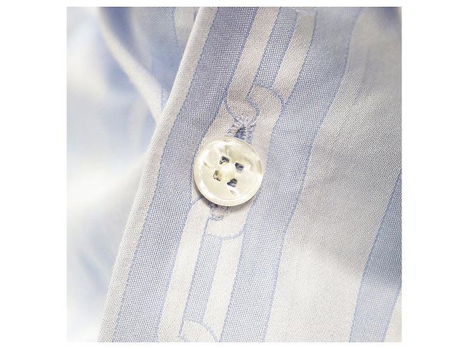 Camisa de algodón a rayas con cadena logo LV Louis Vuitton Azul - vista 3
