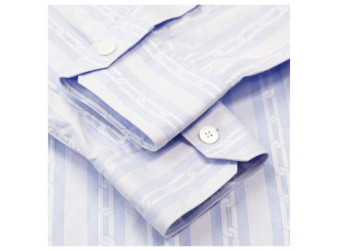 Camisa de algodón a rayas con cadena logo LV Louis Vuitton Azul - vista 5
