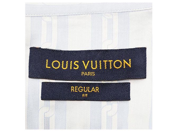 Camisa de algodón a rayas con cadena logo LV Louis Vuitton Azul - vista 8