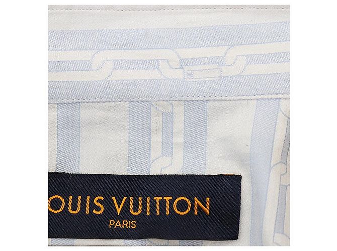 Camisa de algodón a rayas con cadena logo LV Louis Vuitton Azul - vista 9