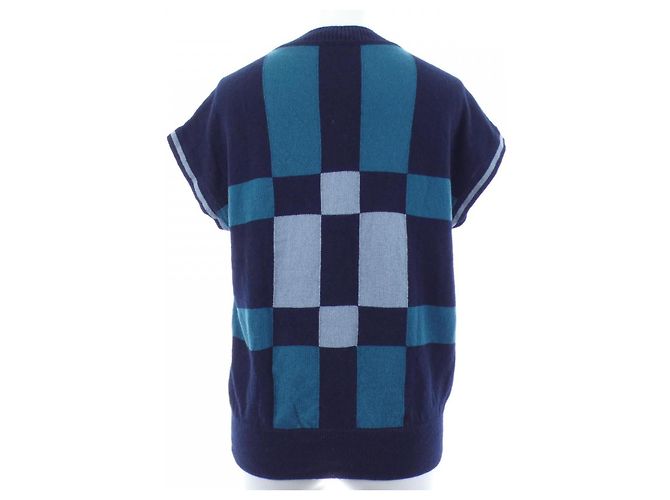 Hermès BRIDES DE GALA TARTAN36 Kaschmir Strick Grün Marineblau - Ansicht 2