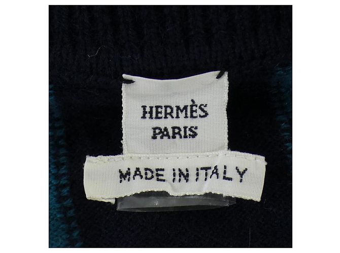 Hermès BRIDES DE GALA TARTAN36 Kaschmir Strick Grün Marineblau - Ansicht 4