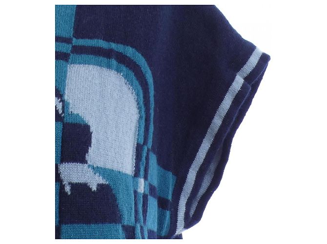 Hermès BRIDES DE GALA TARTAN36 Kaschmir Strick Grün Marineblau - Ansicht 6