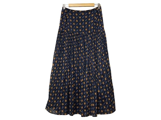 Autre Marque Falda larga plisada SOULEIADO con estampado paisley floral Azul Azul marino - vista 3
