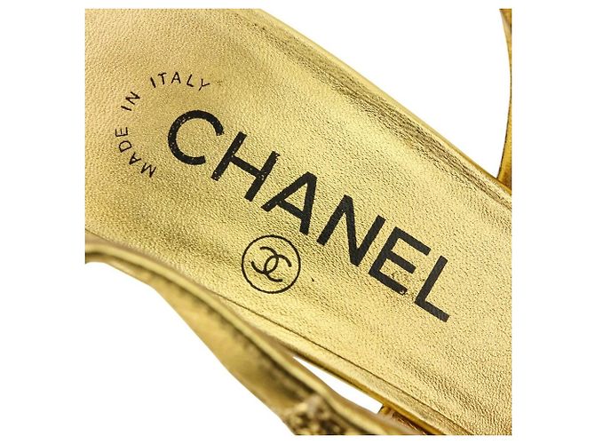 Décolleté Slingback Chanel Coco Mark Glitter Nero D'oro - vista 10