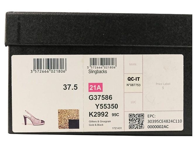 Décolleté Slingback Chanel Coco Mark Glitter Nero D'oro - vista 14