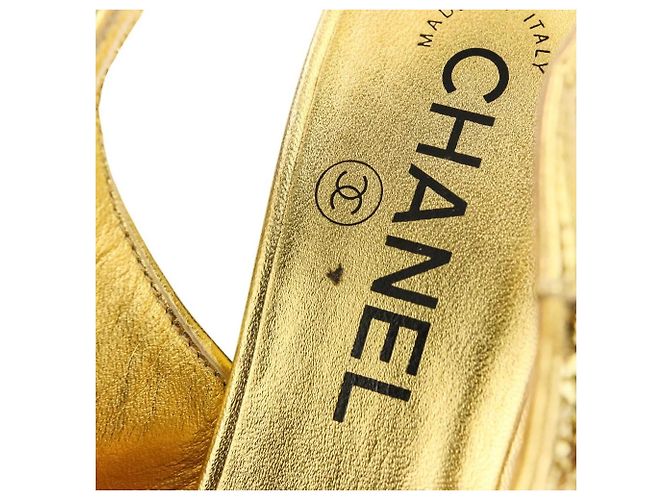 Décolleté Slingback Chanel Coco Mark Glitter Nero D'oro - vista 8