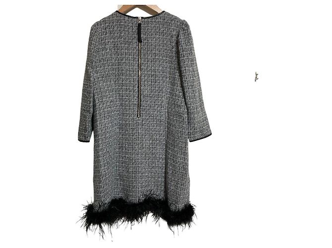 Autre Marque Abito in Tweed Mystrada con Piume sull'Orlo Marrone - vista 2