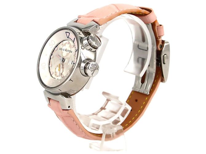 Reloj Louis Vuitton Tambour Diving de acero inoxidable Rosa - vista 2