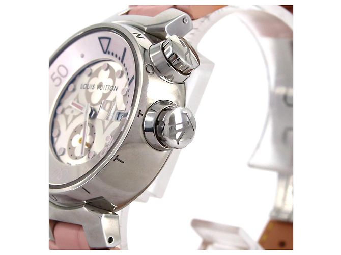 Reloj Louis Vuitton Tambour Diving de acero inoxidable Rosa - vista 3