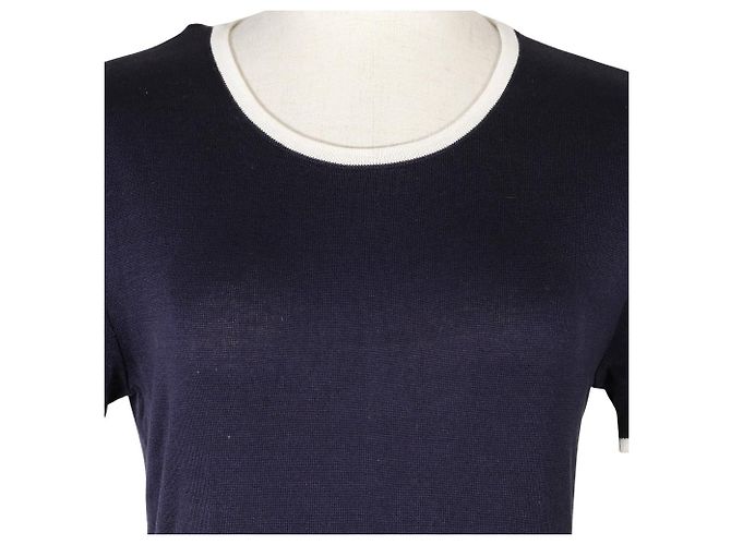 Chanel Oberteil aus Baumwollstrick Blau Marineblau - Ansicht 2