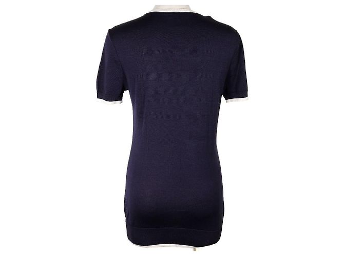 Chanel Oberteil aus Baumwollstrick Blau Marineblau - Ansicht 3