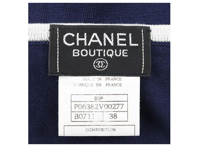 Chanel Oberteil aus Baumwollstrick Blau Marineblau - Ansicht 6