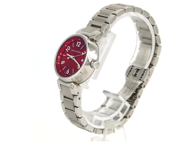 Reloj Louis Vuitton Tambour de acero inoxidable Roja - vista 2