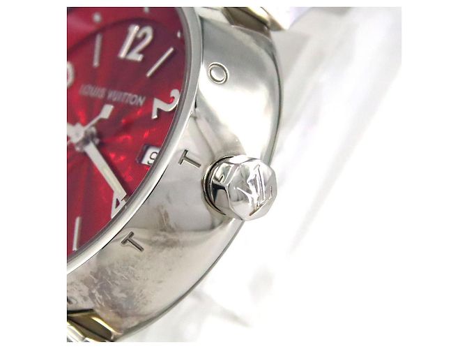 Reloj Louis Vuitton Tambour de acero inoxidable Roja - vista 5