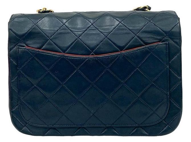 Borsa a tracolla Chanel Matelassé in pelle di agnello Blu - vista 6