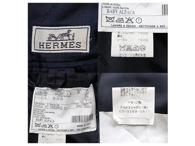 Abrigo Hermès Chester 100% Alpaca 48 Azul Azul marino - vista 10