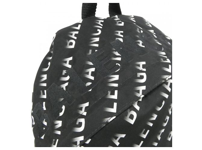 Balenciaga Wheel Nylon-Rucksack Schwarz Weiß - Ansicht 4