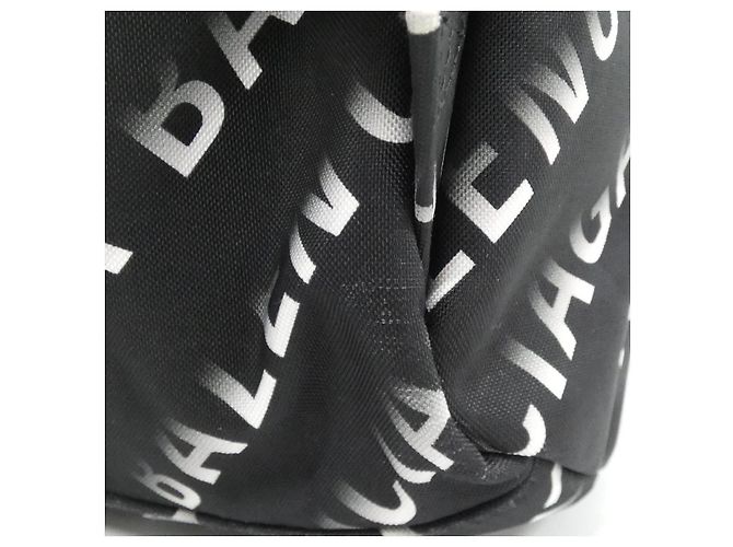 Balenciaga Wheel Nylon-Rucksack Schwarz Weiß - Ansicht 5