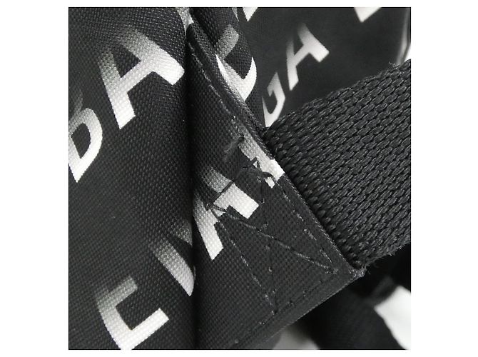 Balenciaga Wheel Nylon-Rucksack Schwarz Weiß - Ansicht 6
