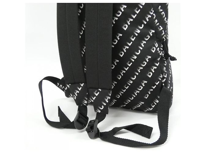 Balenciaga Wheel Nylon-Rucksack Schwarz Weiß - Ansicht 7