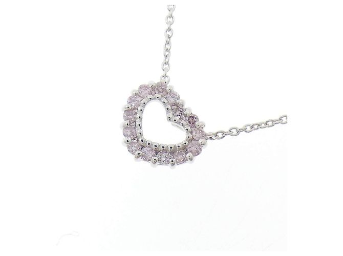 Autre Marque Collana in oro bianco Au750 e diamanti rosa - vista 3