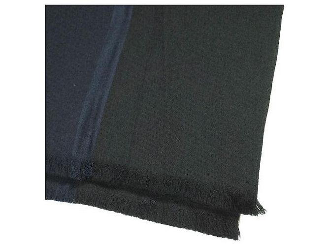 Sciarpa in lana e seta Balenciaga Nero Blu navy - vista 4