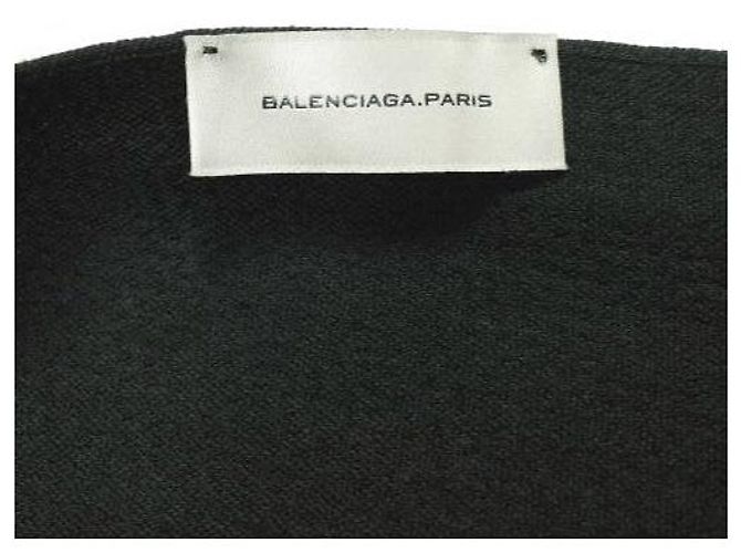Sciarpa in lana e seta Balenciaga Nero Blu navy - vista 6