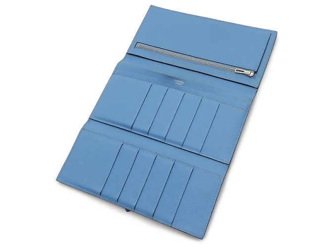 Portafoglio lungo Hermès Béarn 2PLIS VEAU EPSOM Blu - vista 5